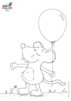 Maus mit Luftballon